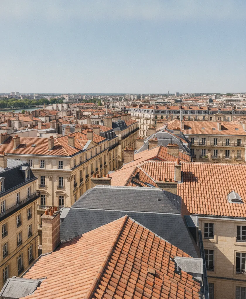 Couvreur au travail sur une installation de couverture à Bordeaux